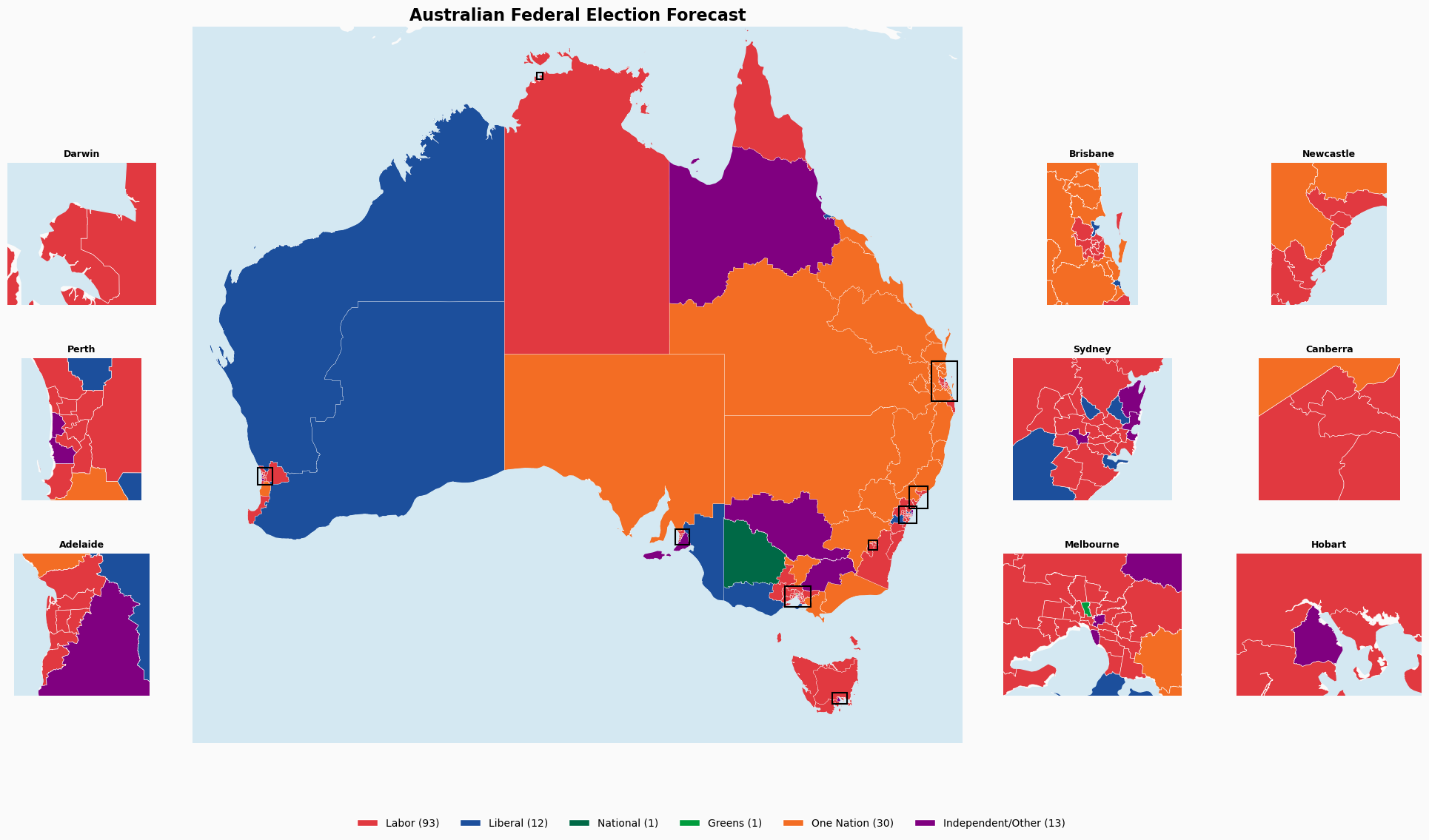 Electorate forecast map