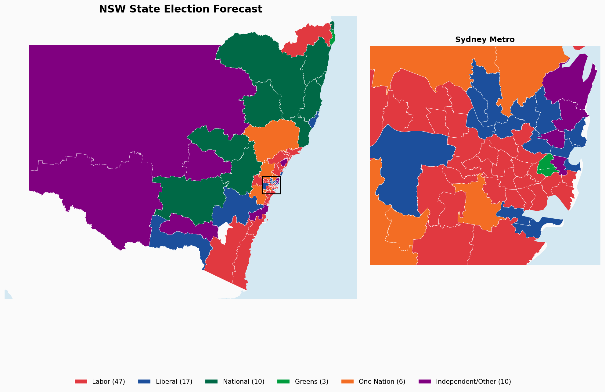 Electorate forecast map