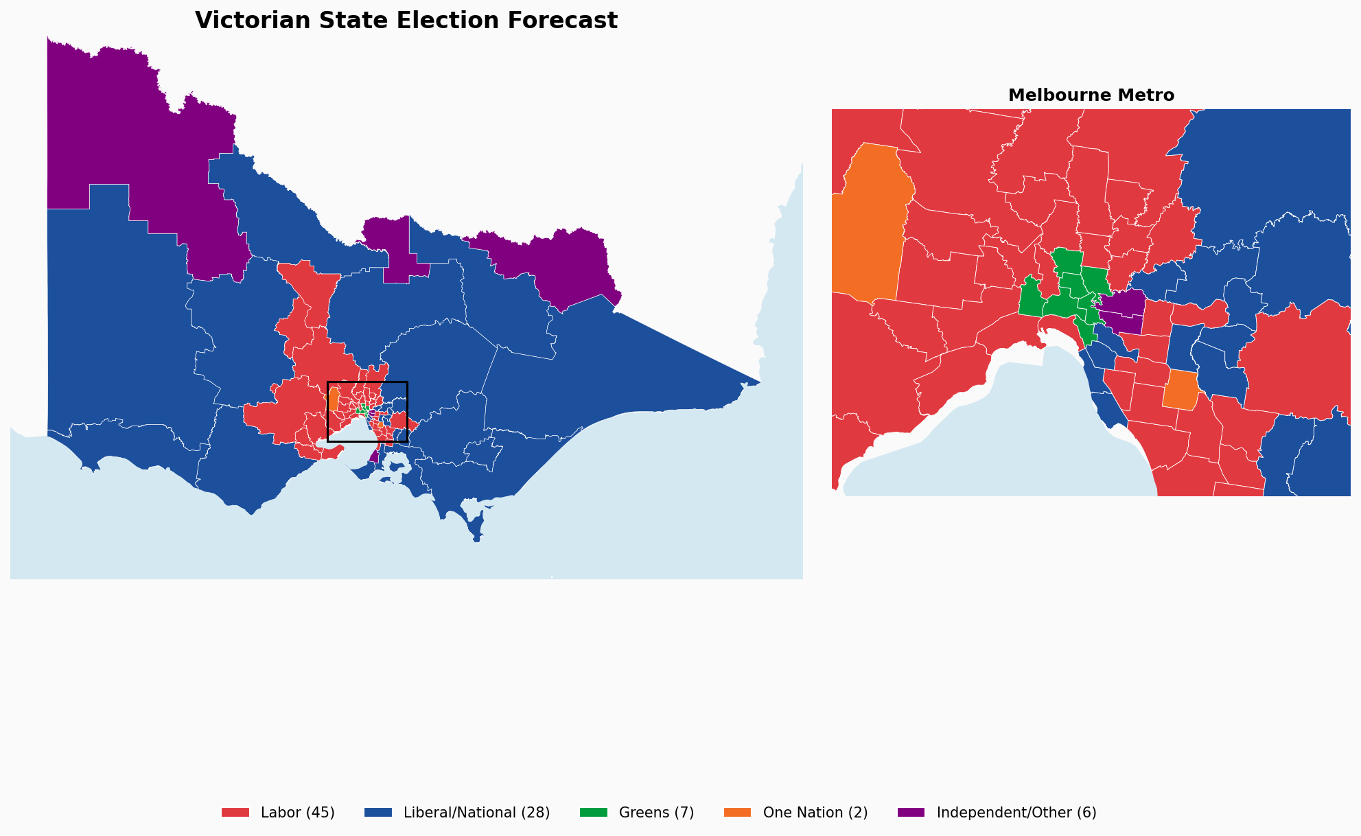 Electorate forecast map
